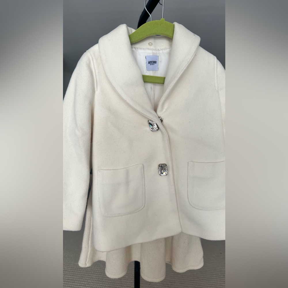 Moschino Ivory Faux Fur Collar Coat - Picture 8 of 12